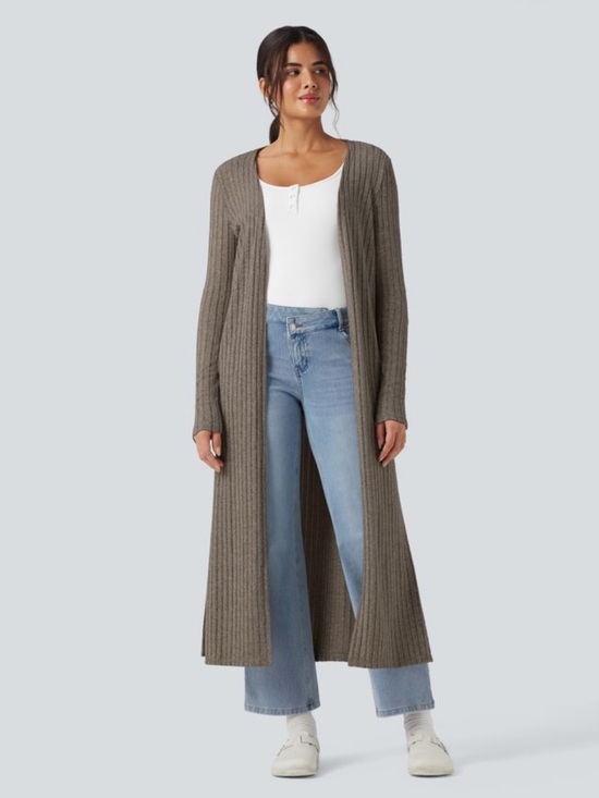 HALARA Sweaters - Halara Long Soft Ribbed Cardigan- Soft Brown